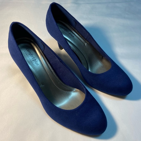 Comfort Plus Royal Blue Faux Suede Heels Pumps Women 8.5
